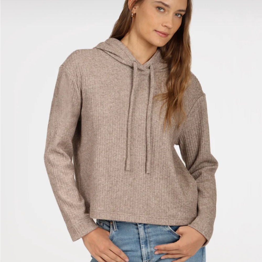 Tan Ribbed Knit Hoodie and Lounge Pant Matching Set